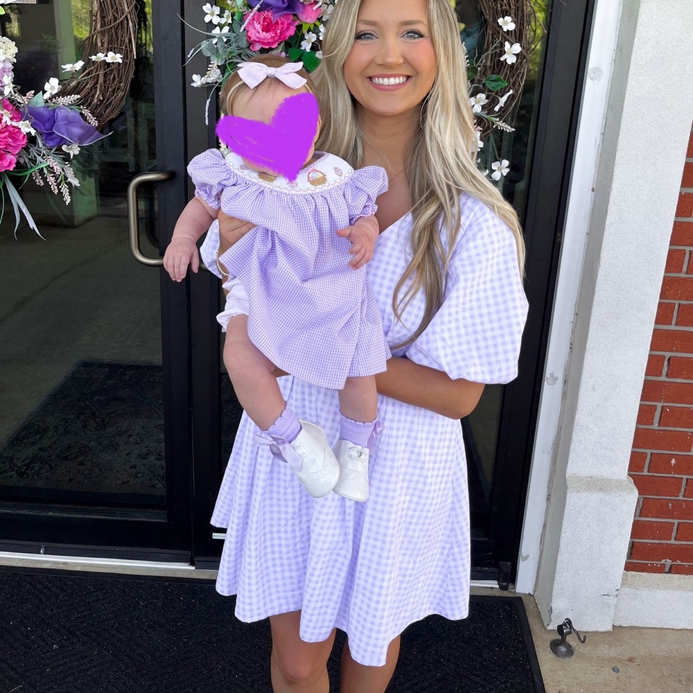 1.STATE Lavender Gingham Dress
